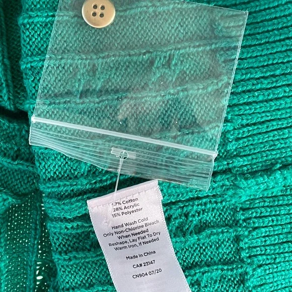 NWT Talbots Women’s Cable-Knit Sweater Green Size MP - Picture 8 of 9
